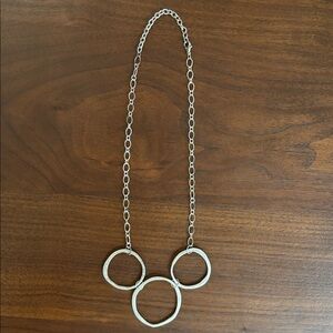 CIRCLE RINGS CHAIN NECKLACE CHOKER RUSTIC PATINA SILVER COPPER METAL STATEMENT